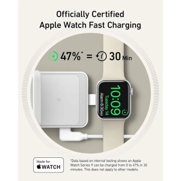 Statie de incarcare MagGo 3in1 (B2557311) - Qi2, pentru Apple, 15W, cu incarcator USB-C si cablu tip C Anker- alb - Img 2