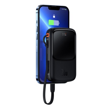 Acumulator Extern 2x Lightning, Type-C, USB, 20W, 10000mAh + Cablu Type-C, 3A - Baseus Qpow Pro (PPQD020001) - Black - Img 3