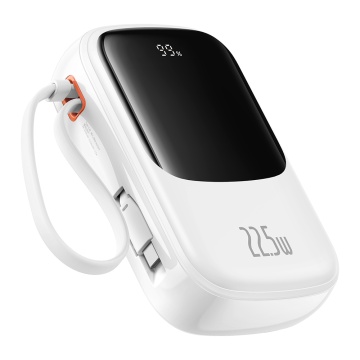 Acumulator Extern Lightning, 2x Type-C, USB, 22.5W, 20000mAh + Cablu Type-C - Baseus Qpow Pro+ (P10067103213-00) - White - Img 1
