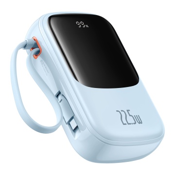 Acumulator Extern Lightning, 2x Type-C, USB, 22.5W, 20000mAh + Cablu Type-C - Baseus Qpow Pro+ (P10067103313-00) - Blue - Img 4