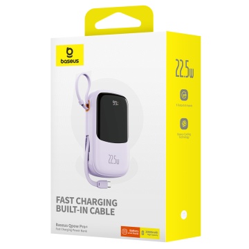 Acumulator Extern Lightning, 2x Type-C, USB, 22.5W, 20000mAh + Cablu Type-C - Baseus Qpow Pro+ (P10067103513-00) - Purple - Img 7