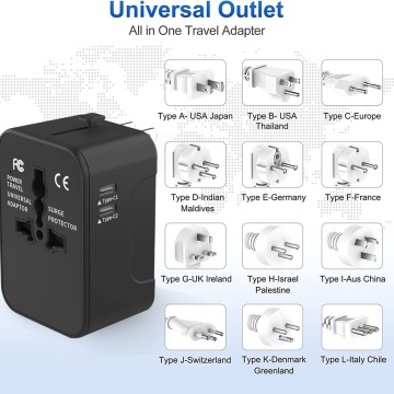 Adaptor priza EU la US, UK, AUS, 2 x USB-C, Techsuit, HHT202-2C - Alb - Img 4
