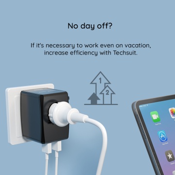 Adaptor priza universal PD65W, 2xUSB, 3xType-C Techsuit, HHT906 - Negru - Img 2