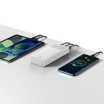 Baterie Externa Bipow Baseus (PPBD050102) - Display digital 2xUSB QC3.0, USB-C 20000mAh 15W + Cablu Micro-USB 0.25m - Alb - Img 5