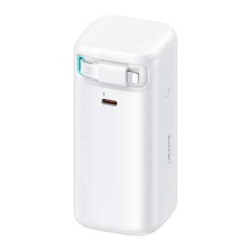 Baterie Externa Usams - Seria XMF (US-CD217) - GaN USB-C PD45W de incarcare rapida cu cablu retractabil Lightning, 80 cm - Alb - Img 1