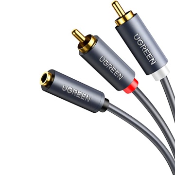 Cablu audio 2 x RCA la auxiliar Jack 3.5mm Ugreen, 10588 - Gri - Img 1