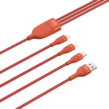 Cablu De Date 3in1 Lightning, Micro-USB, Type-C 1.2m 5A Baseus, portocaliu, CA1T3-07 - Img 3