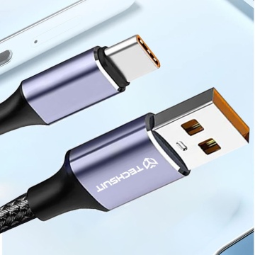 Cablu de date (UCB320-Z) - USB la tip C, încărcare super rapidă, 100 W, 480 Mbps, 6 A, nailon, aliaj de aluminiu, 1 m - Negru - Img 2