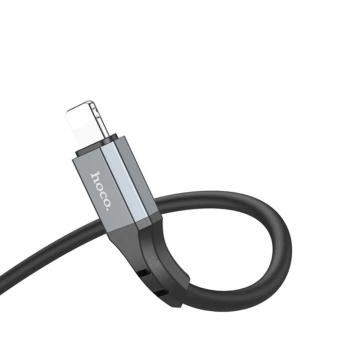 Cablu de date USB la Lightning, 2.4A, 3m Hoco X92, Negru - Img 2