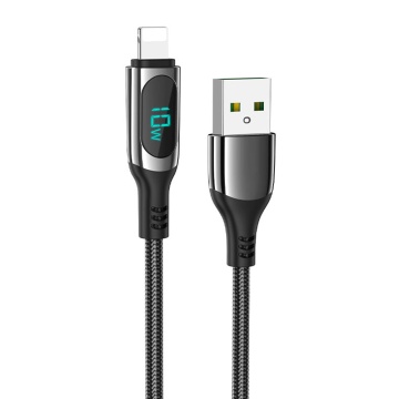 Cablu USB la iPhone cu Display LED Hoco S51, 2.4A, 1.2m, negru - Img 1