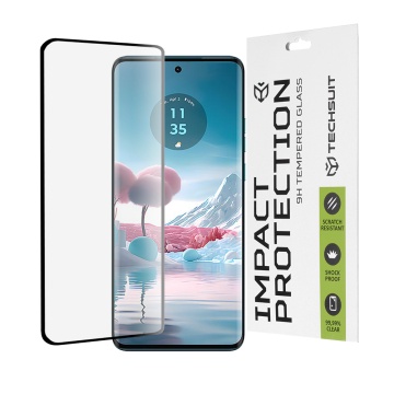 Folie pentru Motorola Edge 40 Neo Techsuit 111D Full Cover / Full Glue Glass / 3D Curved Screen - Black - Img 1