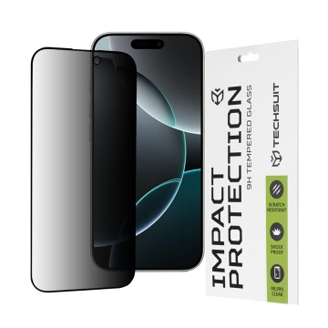 Folie sticla iPhone 16 Pro Techsuit 111D Privacy Full Glue - Negru - Img 1