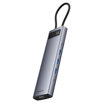 Hub Type-C la HDMI 4K, VGA, 4xUSB, USB-C, RJ45, SD, TF, Jack Baseus - Gri - Img 7