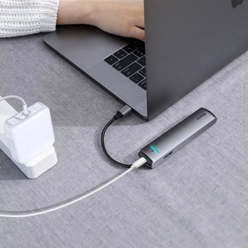 Hub USB-C Baseus la HDMI, Type-C, 3x USB, RJ45, CAHUB-J0G - Gri - Img 6