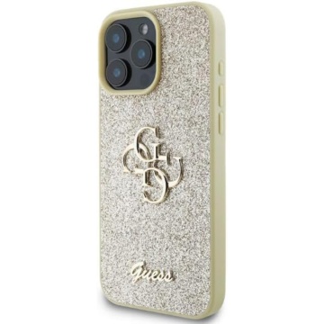 Husa Guess Glitter Fixed Big 4G iPhone 16 Pro cu sclipici - Auriu - Img 3