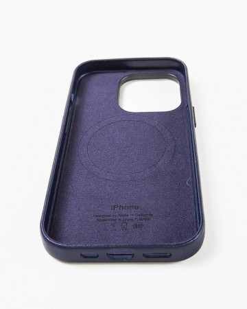 Husa Iphone 14 Pro din piele naturala Albastra MagSafe - Img 5