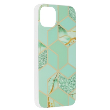 Husa Iphone 14 Pro Max Techsuit - Marble Series, Green Hex - Img 2