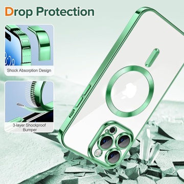 Husa Iphone 14 Pro Techsuit - Luxury Crystal MagSafe, Verde Deschis - Img 4