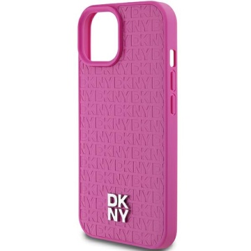 Husa iPhone 15 - DKNY Leather Pattern Metal Logo MagSafe (DKHMP15SPSHRPSP) - Pink - Img 3