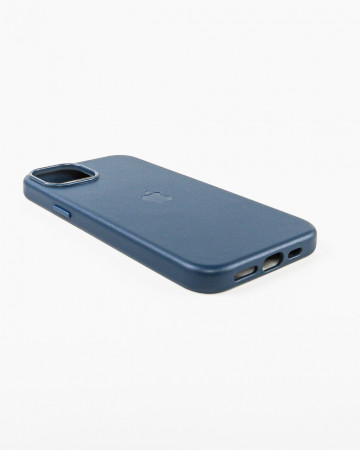 Husa Iphone 15 Plus din piele naturala Albastru MagSafe - Img 4