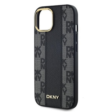 Husa iPhone 15 Plus - DKNY Leather Checkered Mono Pattern MagSafe (DKHMP15MPCPVSLK) - Black - Img 5