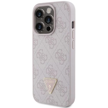 Husa iPhone 15 Pro Guess Leather 4G Triangle Strass GUHCP15LP4TDPP- Roz - Img 4