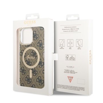Husa iPhone 15 Pro originala Guess IML 4G MagSafe GUHMP15LH4STW- Maro - Img 3