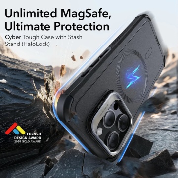 Husa iPhone 16 Pro ESR Cyber Armor Kickstand - Negru - Img 5