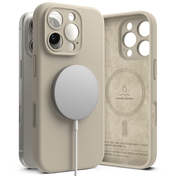 Husa iPhone 16 Pro Max Ringke Silicone Magnetic MagSafe - Crem - Img 5