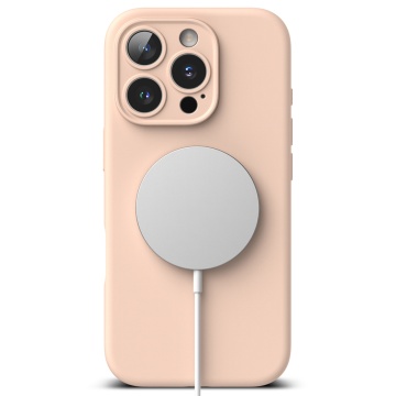 Husa iPhone 16 Pro Max Ringke Silicone Magnetic MagSafe - Pink Sand - Img 3