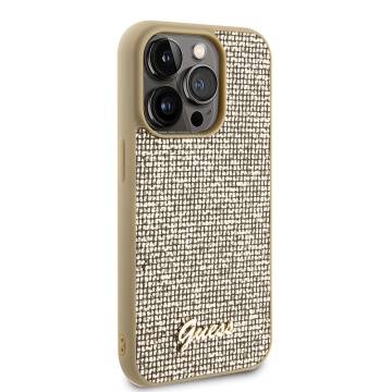 Husa originala Guess iPhone 15 Pro Disco Metal Scrip GUHCP15LPMSDGSD- Auriu - Img 4
