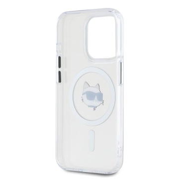 Husa pentru iPhone 15 Pro - Karl Lagerfeld IML MagSafe (KLHMP15LHLSCHH) - White Metal Choupette`s Head - Img 5