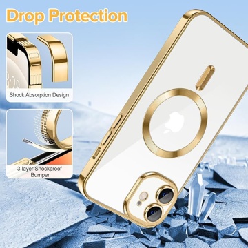 Husa premium iPhone 12 Techsuit Luxury Crystal MagSafe - Auriu - Img 5