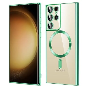 Husa premium Samsung Galaxy S21 Ultra 5G Techsuit Luxury Crystal MagSafe - Verde Deschis - Img 1