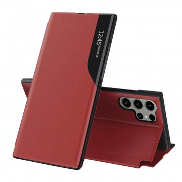 Husa Samsung Galaxy S24 Ultra Eco Leather View flip tip carte, Rosu - Img 1