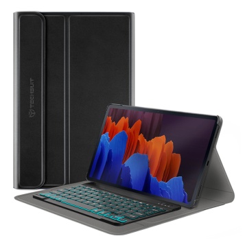 Husa Samsung Galaxy Tab S7 Plus 12.4 T970/T976 cu tastatura magnetica wireless RGB Techsuit CozyTab - Negru - Img 1
