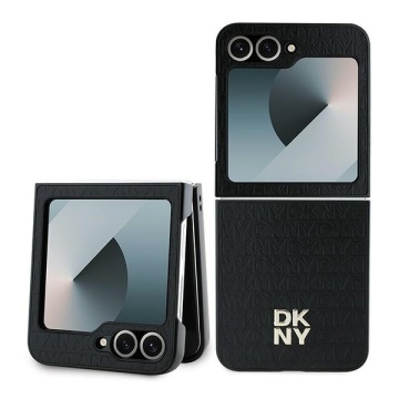 Husa Samsung Galaxy Z Flip6 - DKNY Leather Repeat Pattern Stack Logo (DKHCZF6PSHRPSK) - Black - Img 1