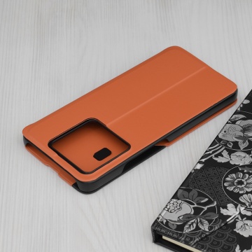Husa Xiaomi 14T Eco Leather View flip tip carte - Portocaliu - Img 2