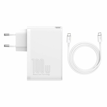 Incarcator 2xUSB QC3.0/2xType-C PD100W + cablu Baseus, CCGAN2P-L02, Alb - Img 4