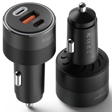 Incarcator auto USB, 2x Type-C Ringke, PD30W, QC3.0, negru - Img 3