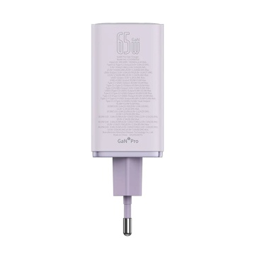 Incarcator de perete Baseus GaN (P10162701533-00) - 2x USB, 2x Type-C, 65W, cu cablu de tip C la Tip-C - violet - Img 4