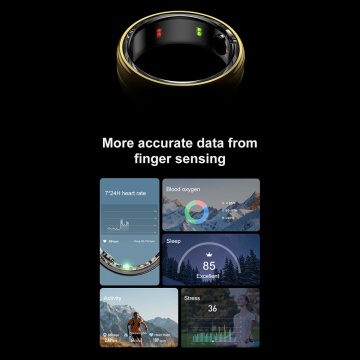 Inel Smart Techsuit (R06) - Unisex, Monitorizeaza ritmul cardiac, Pedometru, Saturatie de oxigen, Somn, Fitness, Dimensiune 19.8mm - Negru - Img 6
