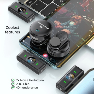 [Pachet 2x] Lavaliera wireless Type-C Techsuit LW5 -Negru - Img 7