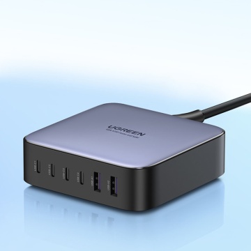 Statie de incarcare (40914) - incarcator de birou GaN 4xType-C, 2xUSB, 200W - Gri - Img 6