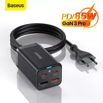 Statie de incarcare Baseus GaN3 Pro (CCGP040101) - 2xUSB-C, PD 65W, 2xUSB-A, 5A, cu cablu de la tipul C la tipul C - negru - Img 3
