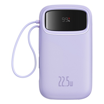 Acumulator Extern 2x Lightning, 3x Type-C, 2x USB, 22.5W, 10000mAh + Cablu Type-C, 30cm - Baseus Qpow Pro+ (P10055003513-00) - Purple - Img 1