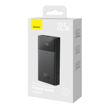 Acumulator Extern 2x USB, Type-C, Micro-USB, 22.5W, 20000mAh + Cablu Type-C, 3A, 30cm - Baseus Star-Lord (PPXJ080001) - Black - Img 3