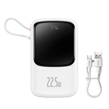 Acumulator Extern Lightning, 2x Type-C, USB, 22.5W, 10000mAh + Cablu Type-C, 3A - Baseus Qpow Pro (PPQD020102) - White - Img 7