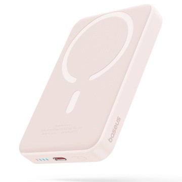 Acumulator Extern Type-C, Incarcare Wireless, 20W, 10000mAh + Cablu Type-C, 30cm - Baseus Mini Air (P10059001413-00) - Pink - Img 1