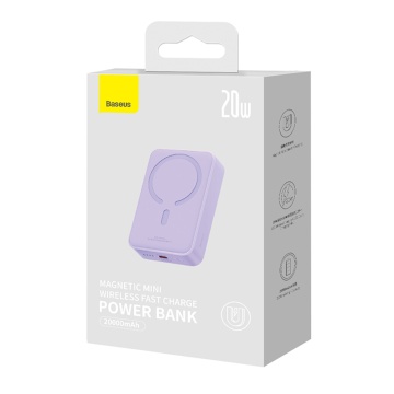 Acumulator Extern Type-C, Incarcare Wireless, 20W, 20000mAh + Cablu Type-C, 30cm - Baseus Mini (PPCX150005) - Purple - Img 4